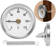 Příložný bimetalový teploměr d63mm s pružinou, 0-120°C