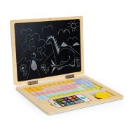 Dřevěná magnetická tabule vzdělávací notebook s telefonem a písmeny modrá ECOTOYS