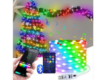 CHYTRÉ Vánoční Osvětlení Na Stromeček 200LED SMART FLASH Bluetooth App PILOT - 20m SW020