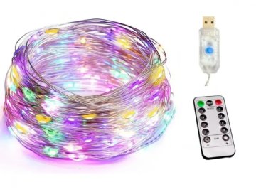 USB Světelný řetěz 200LED RGB 20 metrů + dálkový ovladač SW037