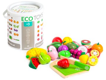 Dřevěné ovoce na řezání, 20 kusů ECOTOYS